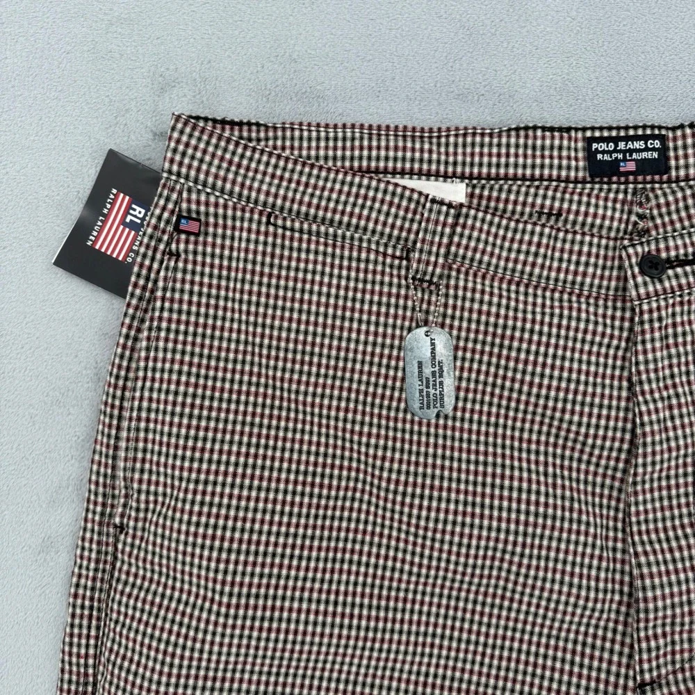 Polo Jeans Co Ralph Lauren Mens Brown Gingham‎ Check Dog Shorts Size 42